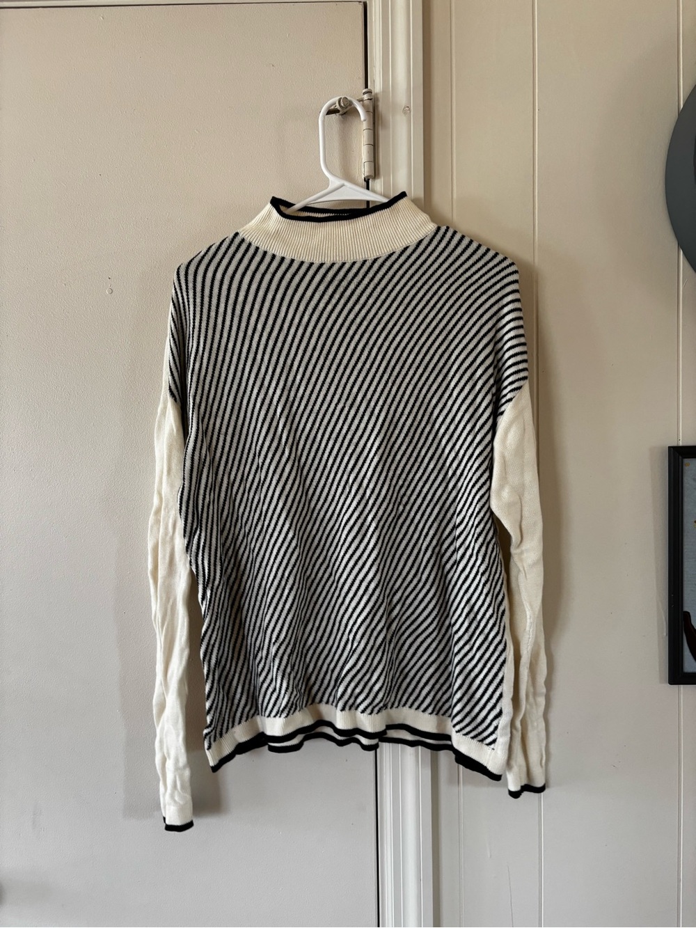 Apt. 9 Diagonal Stripe Turtleneck Sweater in Black & Cream